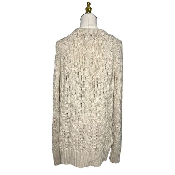 Show Me Your Mumu Women’s Small Clark Cable Knit Sweater White Truffle Crewneck - Picture 5 of 7